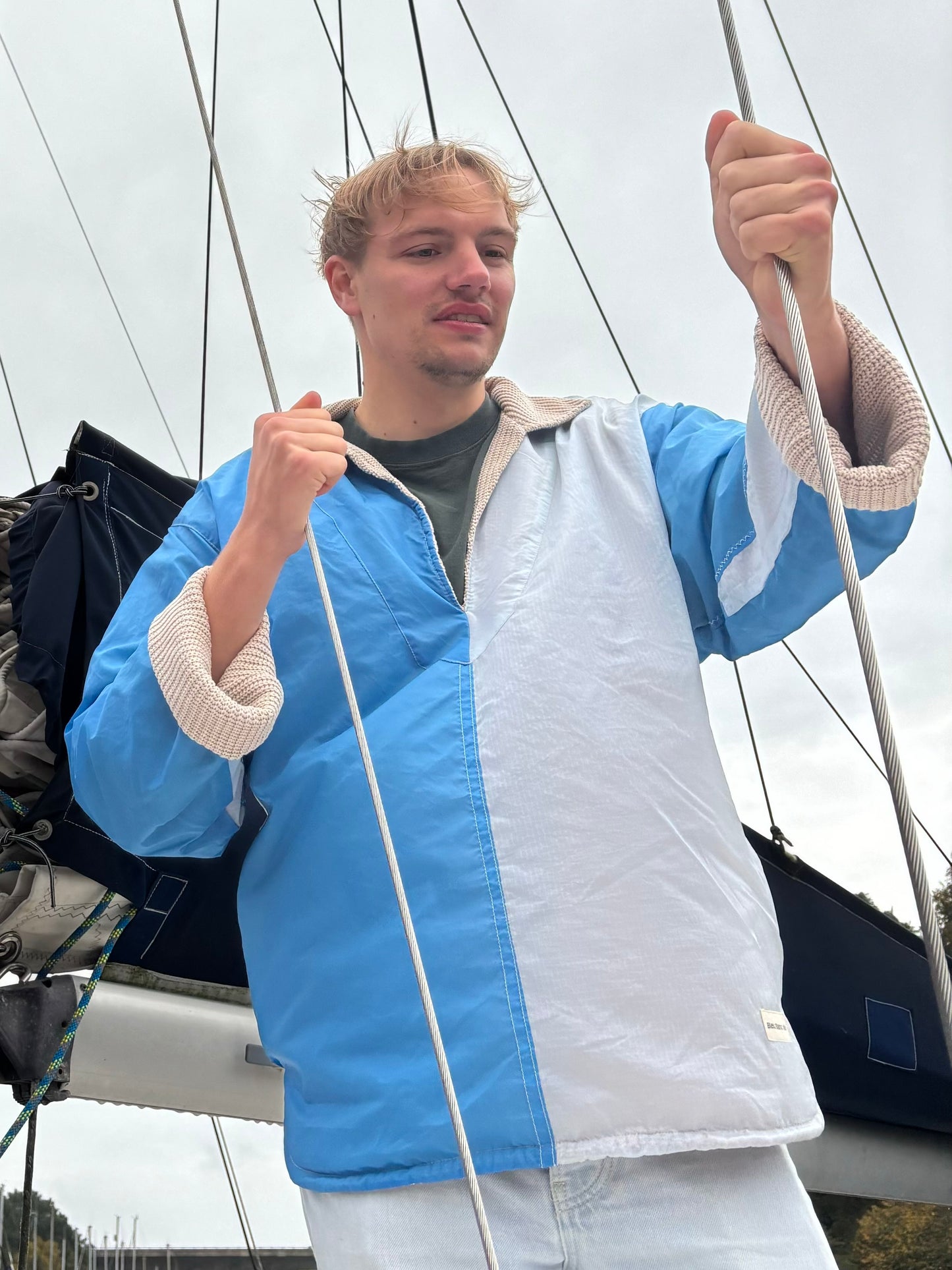 La Vareuse bleu blanc maille (L)
